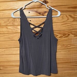 Hollister Charcoal Tank Top with Crisscross Back